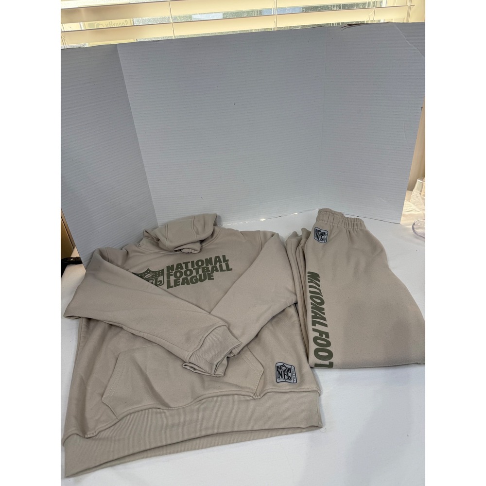 NFL National Football League Kids Tan Hoodie and Jogger Tracksuit Set Size 14-16